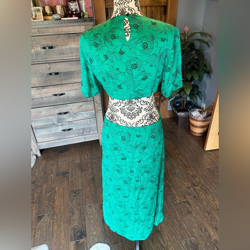 NWT THE KOOPLES | Green Floral Backless maxi designer Sundress - Picture 2 of 13